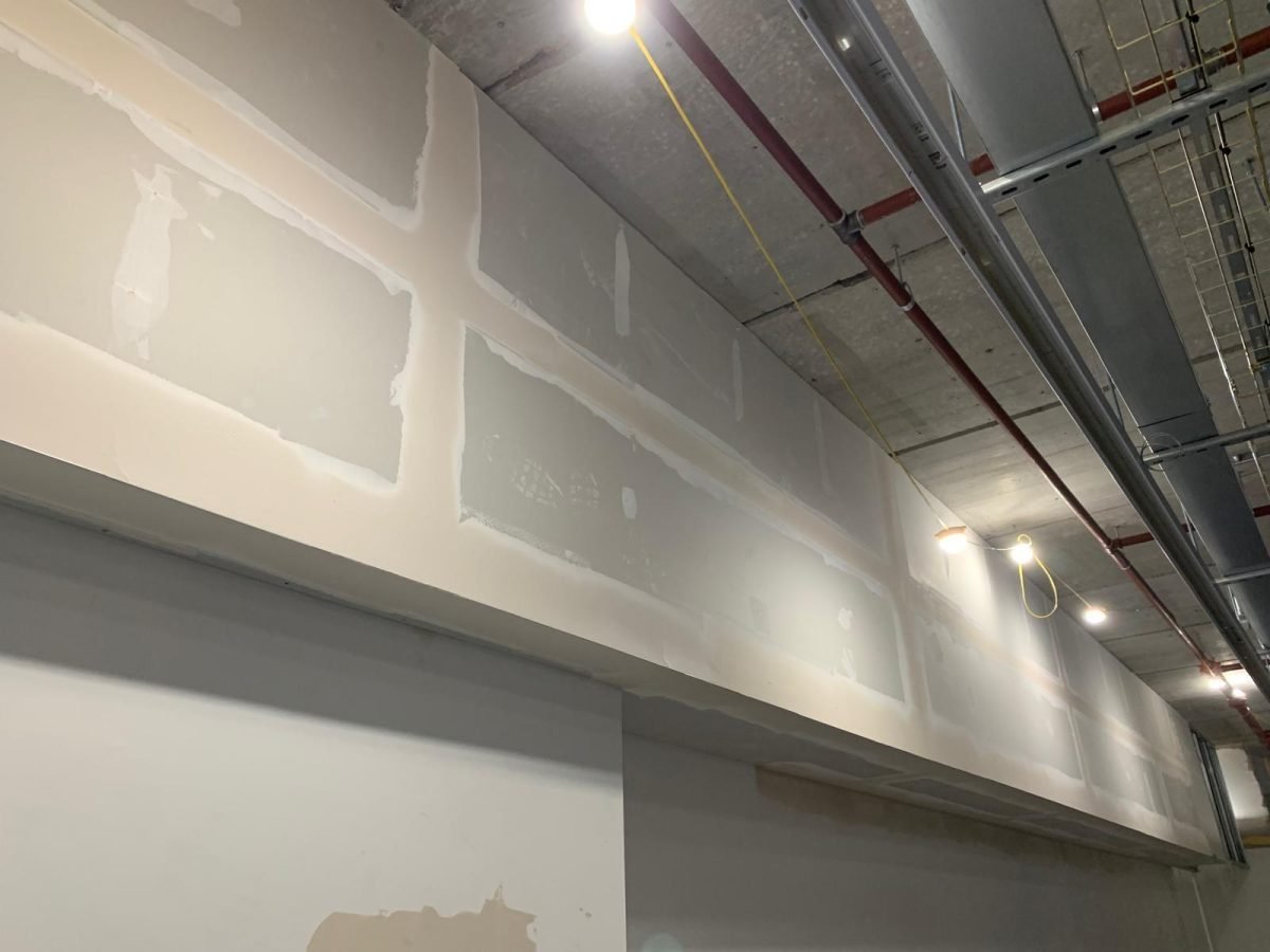 Wall Skimming in Progress – Wide View of the Room